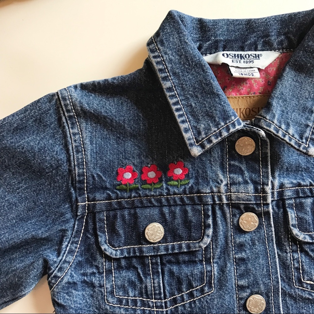 Vintage Oshkosh Flower Patch Denim Jacket | 12-18m - Picture 2 of 6